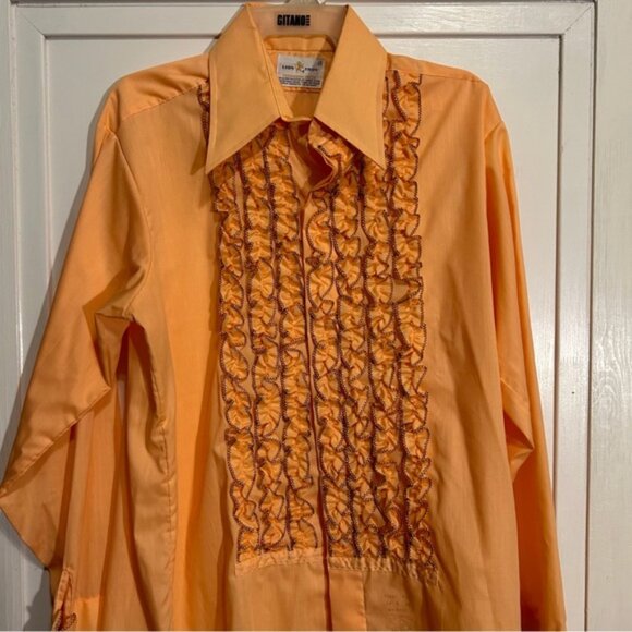 Vintage Lion of Troy Mens Ruffle Bib Tuxedo Button Down Shirt 16/35 - Picture 2 of 9